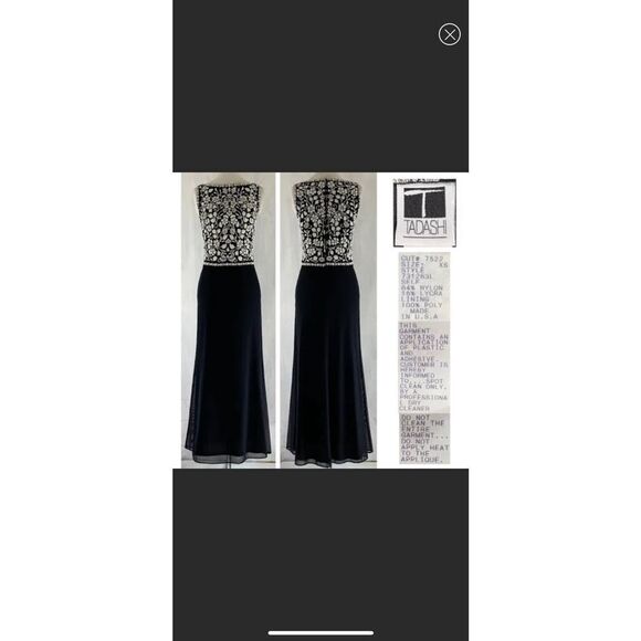 TADASHI pink Beaded Floral Applique Sleeveless Gown VINTAGE 1990s - Picture 6 of 6